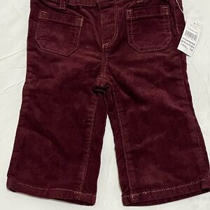 GAP Kids Maroon Corduroy Pants Baby Girls Size 6-12 Months New with Tags